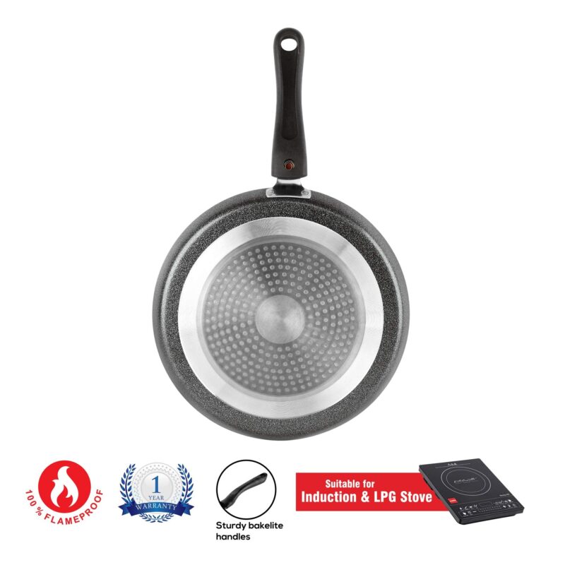 Cello Non Stick Dosa Tawa Induction Base with Detachable Handle, 280 mm Hammered Toned,Aluminium, Black - Image 7