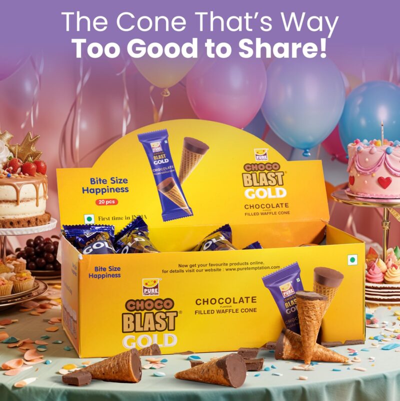 Pure Temptation Chocoblast Chocolate-Filled Waffle Cones [20 Pieces Box] Snacks for Kids & Adults - Non-Meltable Chocolate, Valentine Gift Box - Individually Wrapped Chocolate Cone Bites, 375 Gram - Image 7