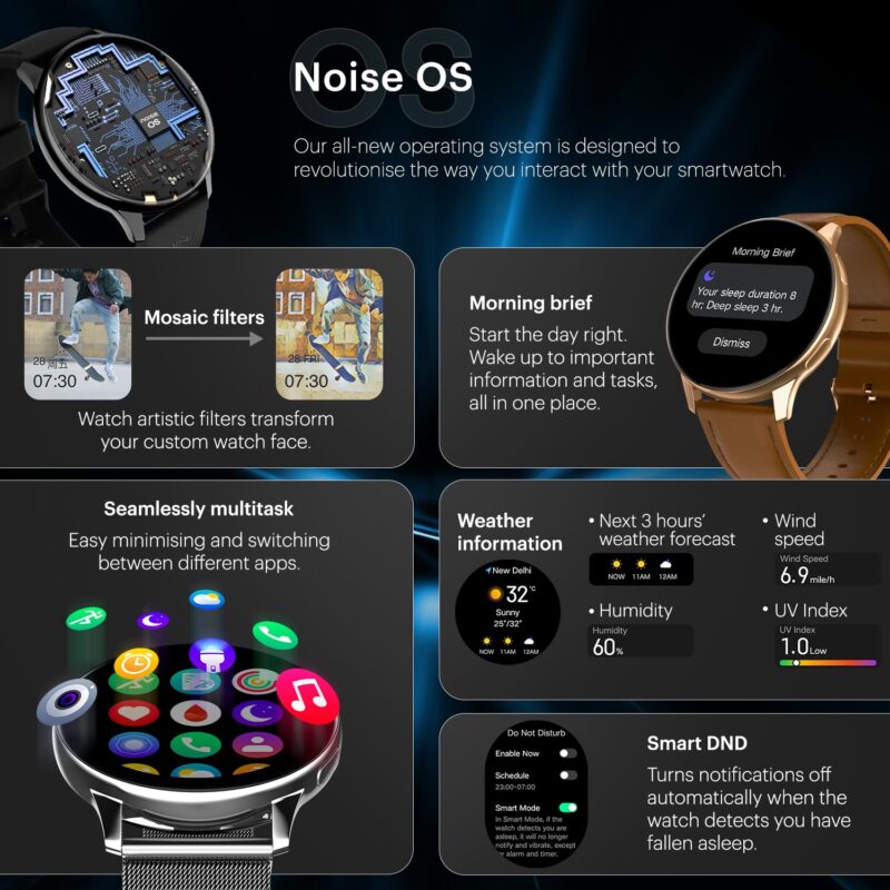 Noise Vortex Plus 1.46 AMOLED Display, AoD, BT Calling, Sleek Metal Finish, 7 Days Battery Life, All New OS with 100+ Watch Faces & Health Suite (Jet Black) - Image 6