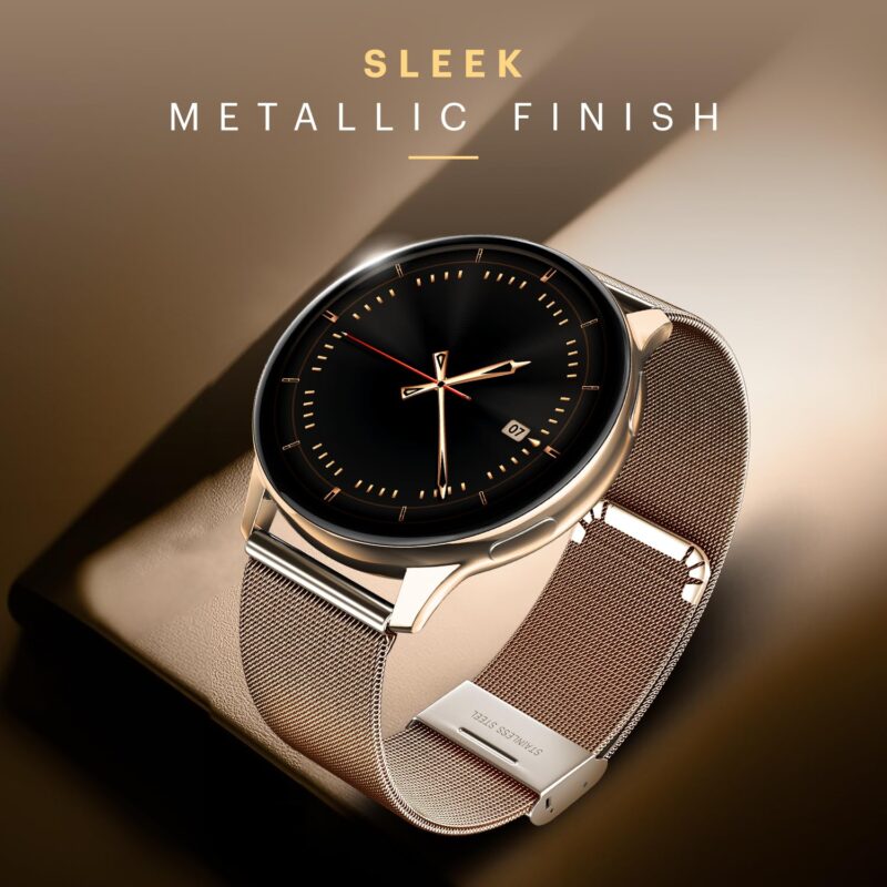 Noise Vortex Plus 1.46” AMOLED Display, AoD, BT Calling, Sleek Metal Finish with Mesh Strap, 7 Days Battery Life, All New OS with 100+ Watch Faces & Health Suite (Gold Link) - Image 5