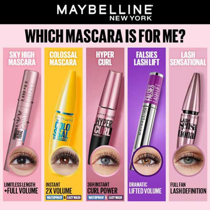 Maybelline New York Mascara, Curls Lashes, Highly Pigmented Colour, Long-lasting, Waterproof, Hypercurl , Black, 9.2ml - Image 4
