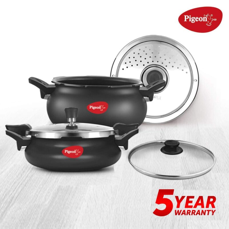 Pigeon by Stovekraft All in One Value Pack Hard Anodized Cooker Set, 5-Pieces, Black - Image 5