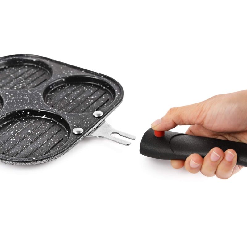 Cello Non-Stick 4- Cavity Aluminium Uttapam Maker with Spatter, Black - Image 2