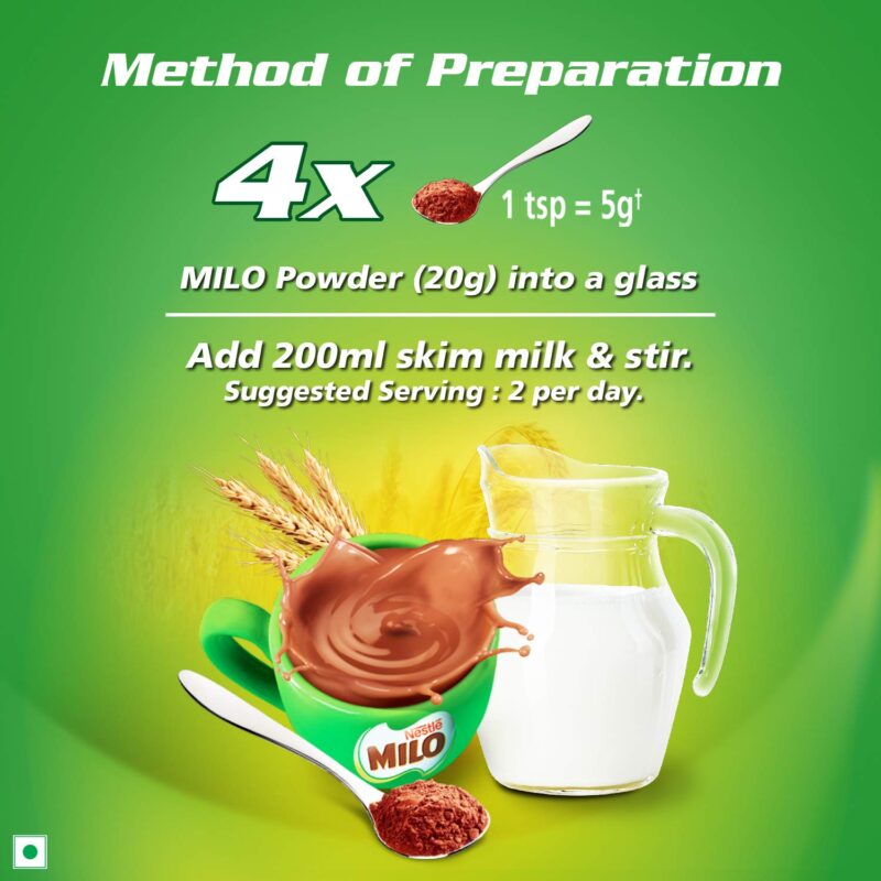 MILO Nestle Activ-Go Powder Health Drink- (Chocolate Flavour) Pouch, 400 G - Image 3