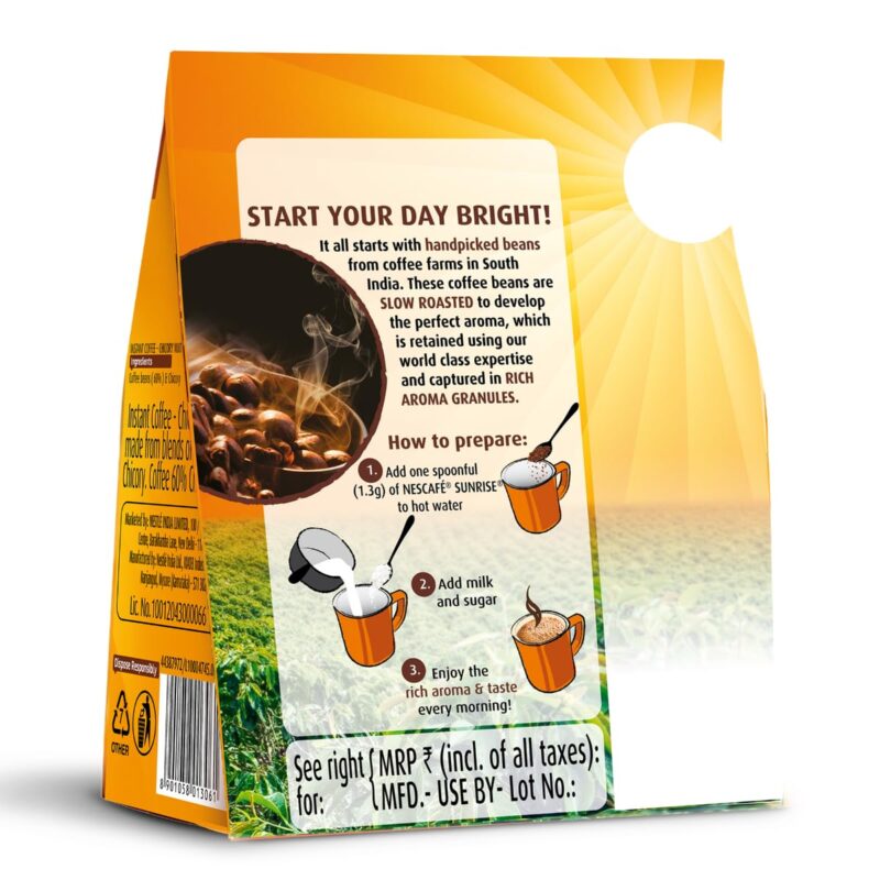 NESCAFE Sunrise Instant Coffee Powder | Strong Taste for the perfect start to your day | Coffee Chicory-Mix | 190g/200g Stabilo ( Weight may vary upwards ) - Image 9