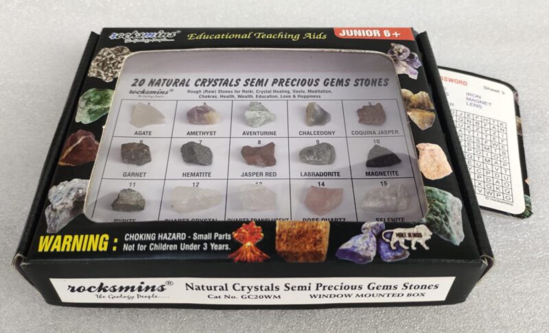 rocksmins Adult Gc20Wm 20 Natural Crystals Semi Precious Gems Stones Collection (Semi Rough) For Education Reiki Healing Aura Cleaning Tumbling Meditation Vastu Chakras Health Wealth Love Happiness - Image 5