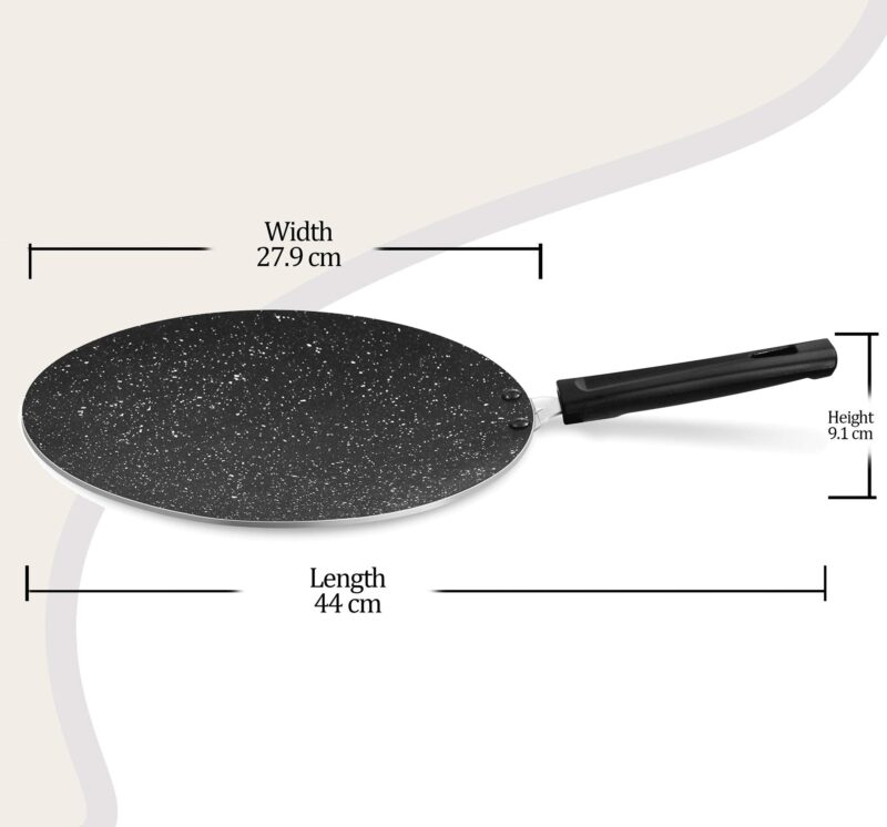 MILTON Pro cook Granito Induction Non-Stick Concave Tawa, 28 cm, Black | 2 Years Warranty - Image 2