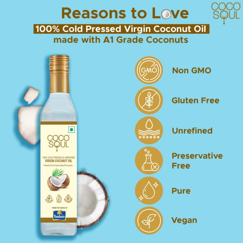 Coco Soul Cold Pressed Unrefined Virgin Coconut Oil | 60% MCT | Multipurpose Usage | Daily Cooking| Keto Friendly | Naturally Cholesterol Free | A1 grade real coconut | From Makers of Parachute 500 ml - Image 7