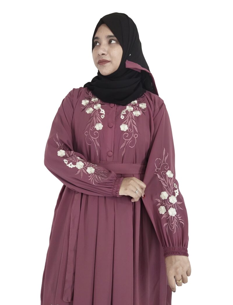 BURAQUE DESIGNER Free Size Muslim Burqa/Abaya & Burkha Dress for Muslim women and Girl's (E16-Purple-Burkha) - Image 3