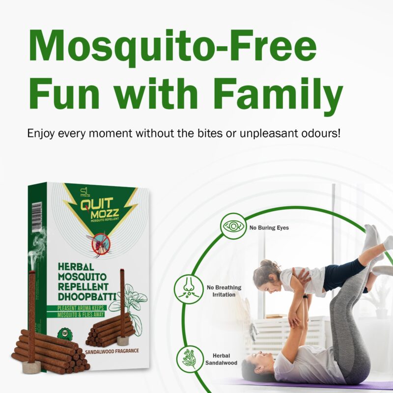 QUITMOZZ Herbal Mosquito Repellent Dhoopbatti, 1 Hour Burning time, Pack of 12 (10 Sticks Each)- Natural Machar Agarbatti, Dhoop Batti, Anti-Mosquito Killer, Chemical-Free Incense Sticks, Kids Safe - Image 7
