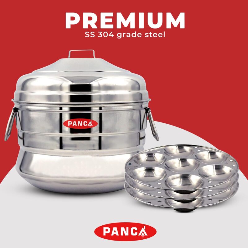 PANCA Stainless Steel Idli Maker 21 Cavity Big Size Idli Cooker 3 Plate,Idli Panai Steamer Premium (21 Idli, 3 Plate) - Image 4