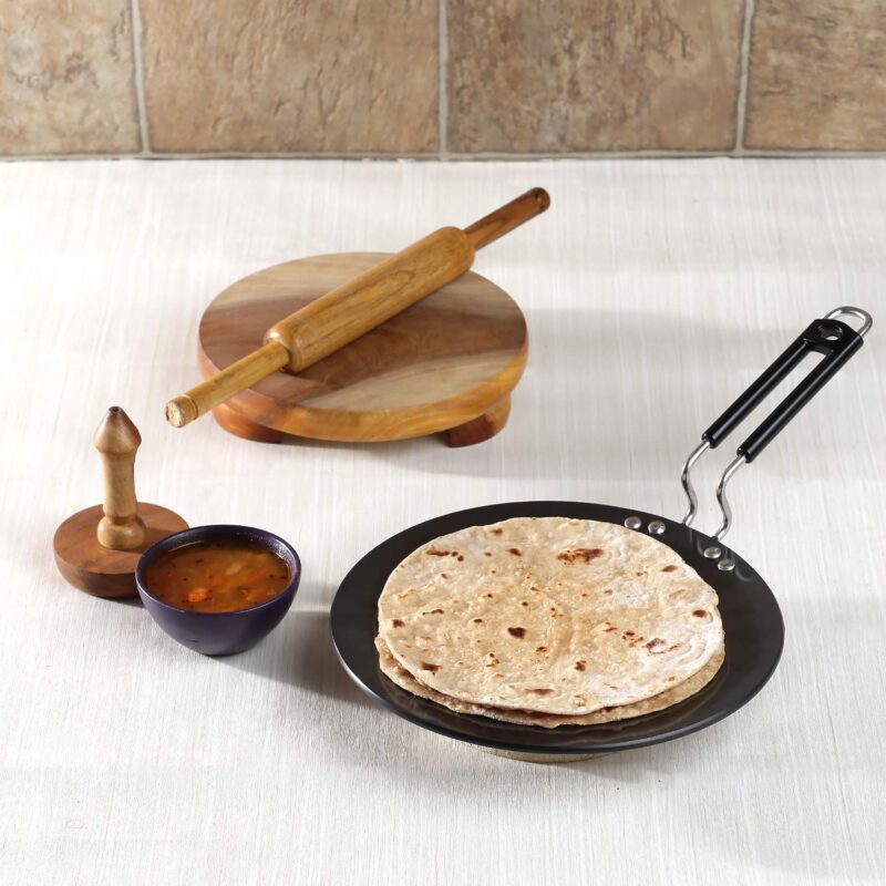 Vinod Black Pearl Plus Hard Anodised Roti/Paratha/Phulka Tawa, 25 cm Diameter with Riveted Sturdy Handle - 5.25 mm Thickness, Black (Induction and Gas Stove Compatible) - Image 7