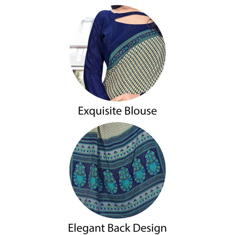 Vimla Women's Beige Crepe Silk Uniform Saree with Blouse (Beige; 1305_AC_Free Size) - Image 2