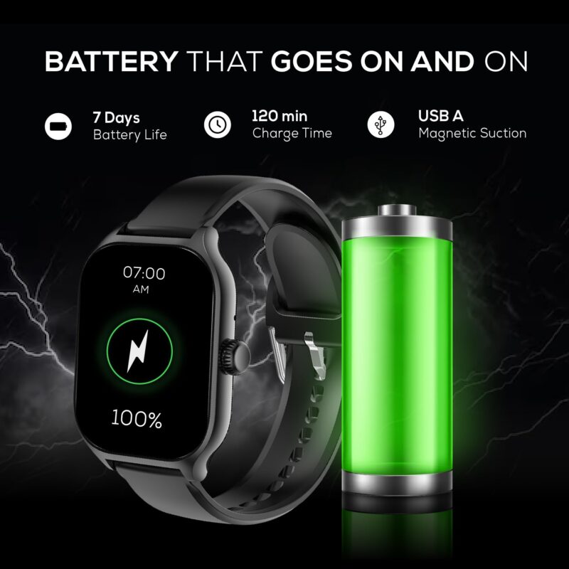 Nervfit Absolute Smart Watch with 2.1" Super Large HD Display, Waterproof, Health & Fitness Tracking, AI Assist, 5 Days Active & 15 Days Standby Battery, BT Calling, Camera & Music Contr - Image 6