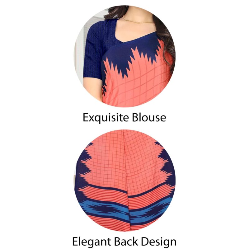 Vimla Women's Pink Turkey Art Silk Uniform Saree with Blouse Piece (7001 Pink_Free Size) - Image 2