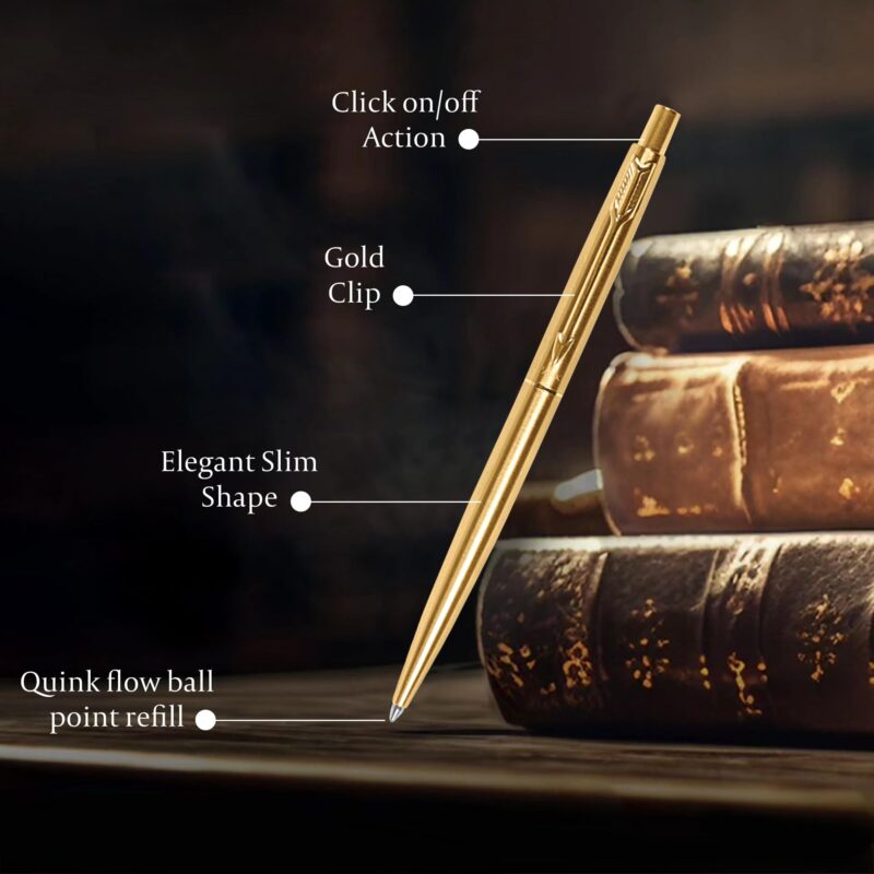 Parker Classic Gold Ball Pen| Ink Color - Blue | Gift For Employees | Leading Pen For Entrepreneurs - Image 4