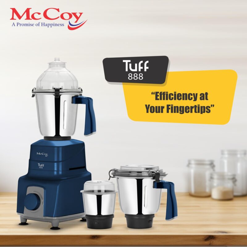 McCoy Mixer Grinder | Tuff 888 750W with 3 SS jars | Longer life Universal Hybrid Motor | ABS Body | Uniform Grinding | Blue - Image 4