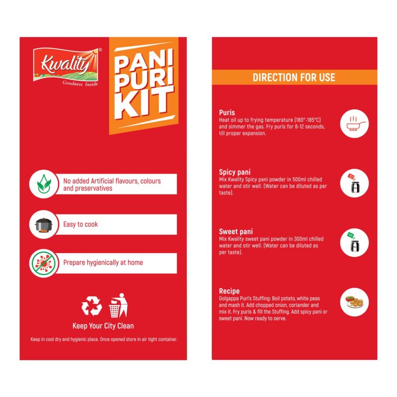 Kwality Pani Puri kit 43 pcs with 2 Different Flavours Sweet and Spicy Pani Powder 150g [Pack 2] - Image 7