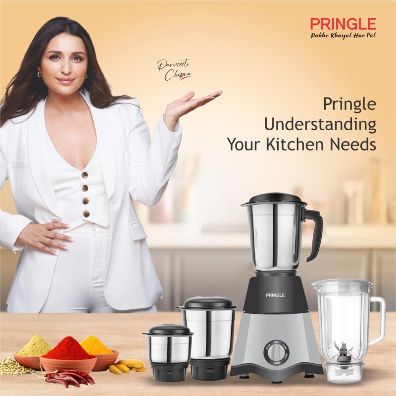 Pringle Crown Dlx 750 Watt Juicer Mixer Grinder with 4 Jars for Grinding, Mixing, Juicing with Powerful Motor | 1 Year Warranty | (Black & Gray, 4 Jars) - Image 4