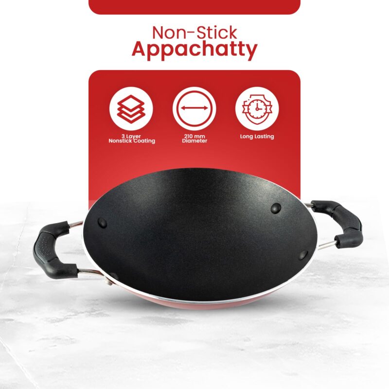 Blueberry's Appam Pan with Lid - High Grade Non Stick Coating Appam Maker/Appam Chatty/Appachatti with 1 Year Warranty - Image 4