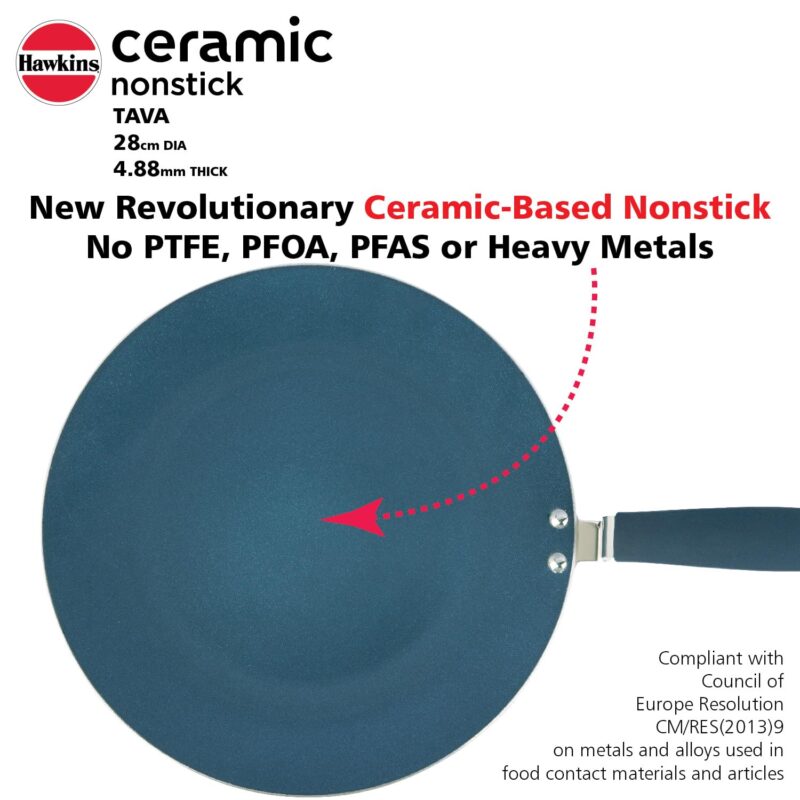 Hawkins Ceramic Nonstick Tava, 28 cm Diameter, Induction Paratha Tawa, Granite Griddle (ICT28) - Image 10