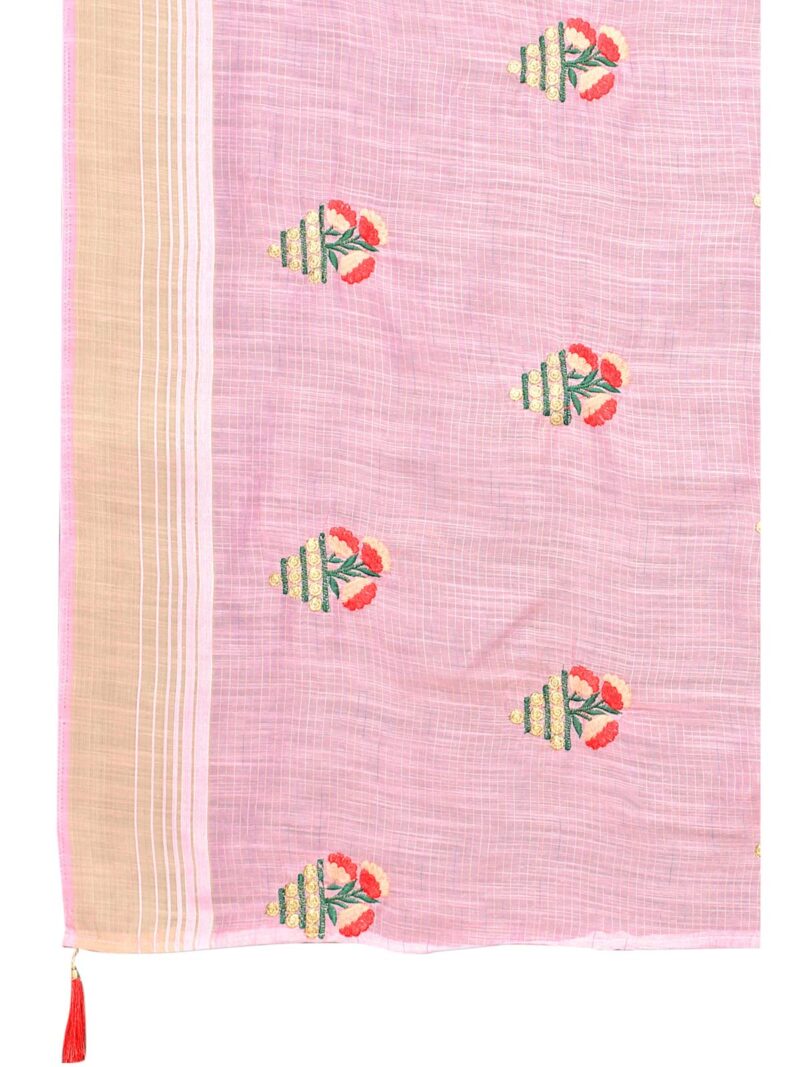Satrani Women'S Poly Cotton Dyed Saree With Blouse Piece (1823ST146,Light Pink), Free Size - Image 2