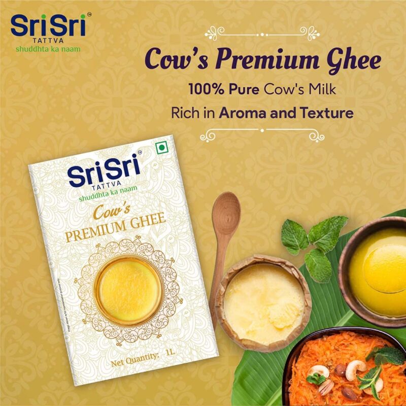 Sri Sri Tattva Premium Cow Ghee - 1 Litre (Pack of 3) | Premium Ghee for Better Digestion and Immunity | (3 Litre) - Image 9