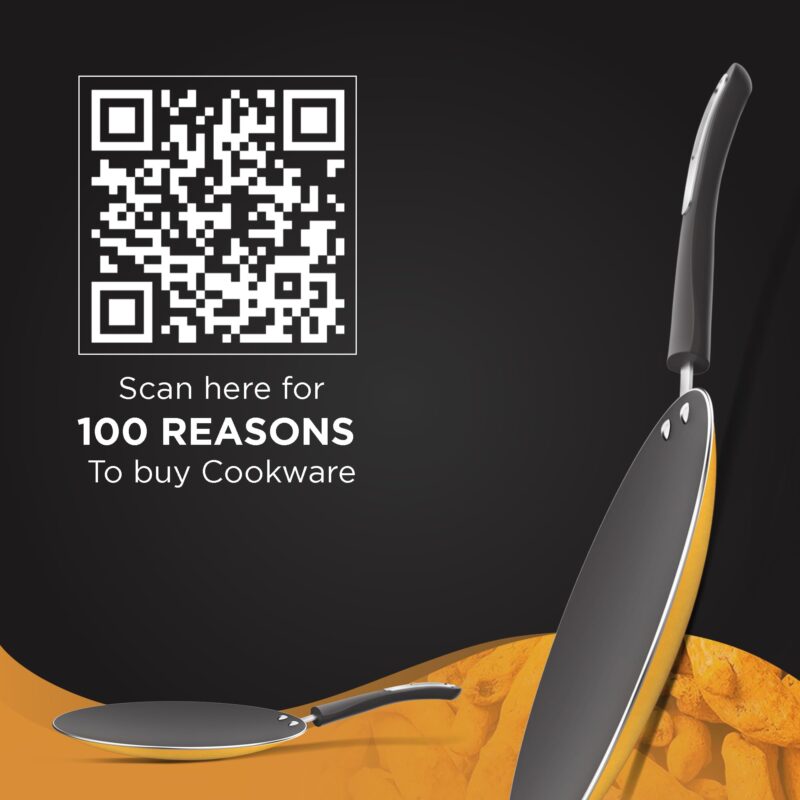 Preethi Dura Collection Non Stick Concave Tawa, 28 cm, Gas & Induction Compatible, 5 Star Non Stick Effect, Turmeric Yellow - Image 2