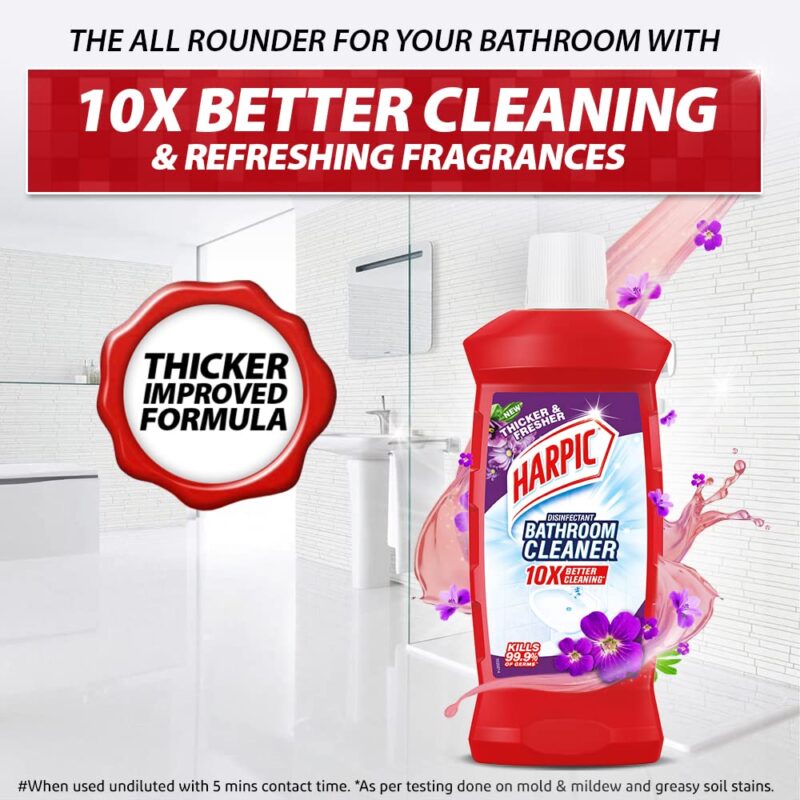 Harpic Flushmatic In-Cistern Toilet Cleaner Blocks, Marine - 150 g | Lasts Upto 240 Flushes & Disinfectant Bathroom Cleaner Liquid, Floral - 1 L | India's # 1 Bathroom Cleaner - Image 4
