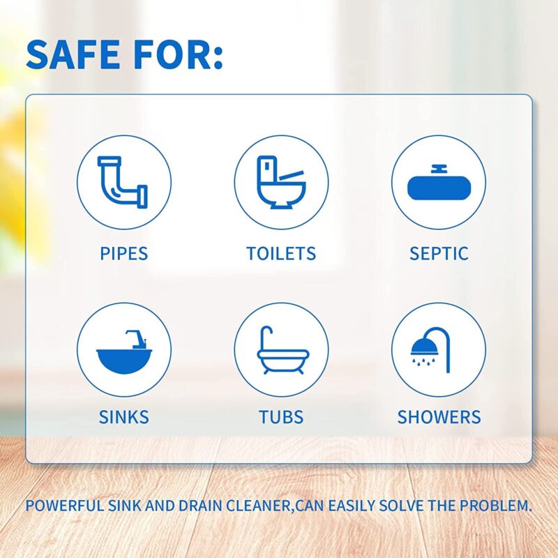 ERZA Drain Cleaner Powder, Sink Deodorizer, Effective Sink Cleaner, Drain Blockage Remover, Drain Pipe Cleaner, Keep Clogs Free for Kitchen Bathroom Toilet Washbasin Septic Tank, Pack of 3, 330 Gm - Image 2