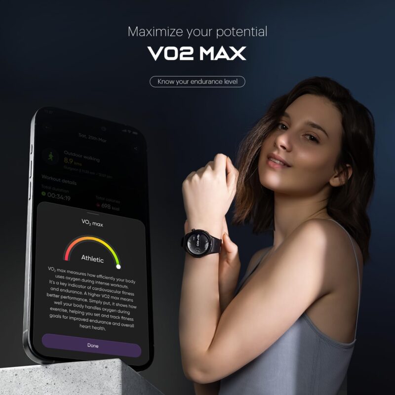 Noise Origin Smart Watch Smoothest UI Experience (New Nebula UI) & EN 1 Processor, 1.46" ApexVision AMOLED Display, Stainless Steel, Contour-Cut Design, Fitness Age, Fast Charging (Midnight Black) - Image 3