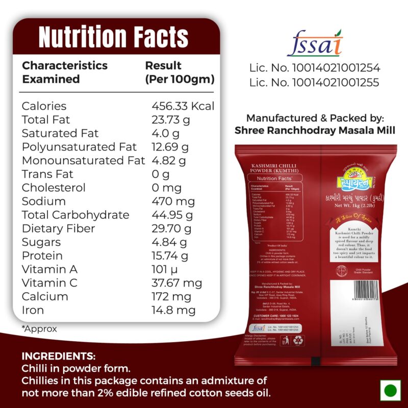 Spyran Kashmiri Red Chilli Powder, Lal Marchu Powder, 100% Natural and No Preservatives & Color 1kg - Image 6