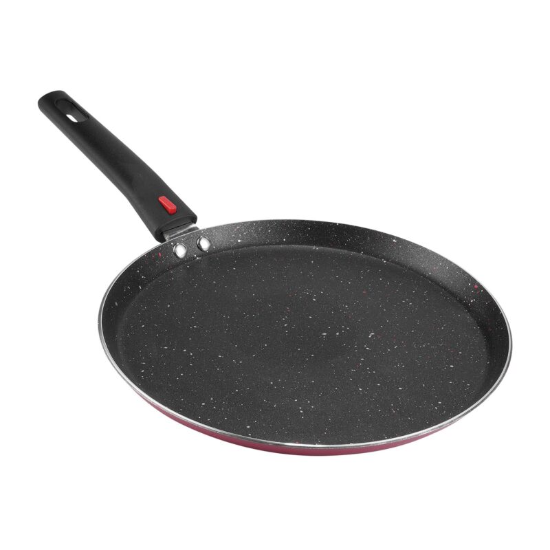 Vinod Popular Aluminium Non Stick Dosa Tawa with Detachable, Removeable Handles - 28 cm / 3 mm Thick/Compact Storage/Toxin Free/Long Lasting/Induction Base - 2 Year Warranty