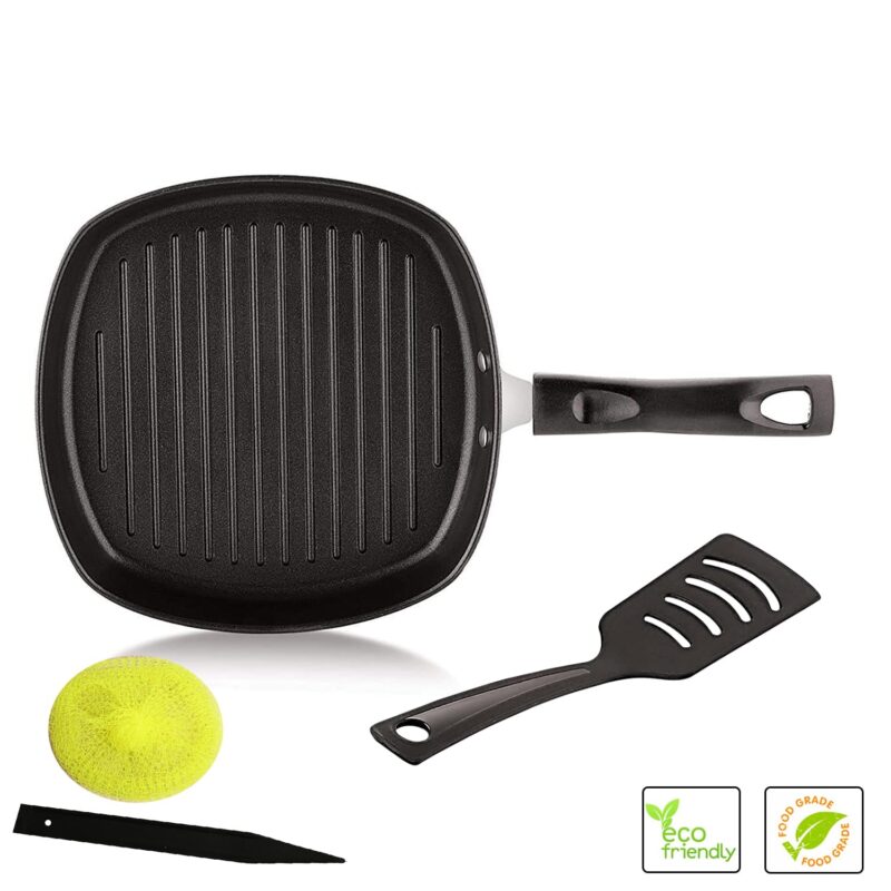 PANCA Grill Pan Non Stick Aluminium Multi Snack Pan Sandwich Maker Uttapam Pan Chilla Pan Toast Pan Grilled Sandwich Snackers Large Pan Kadai Multipurpose- Grey, Make in India - Image 7