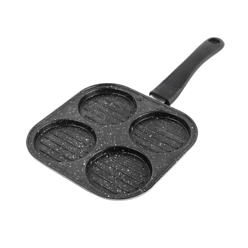 PANCA Non-Stick Grill Pan Mini Pan Uttapam Tawa Aluminum Multi Snack Maker 4 Cavity, Pancake Maker (Black, Pack of 1) - Image 3