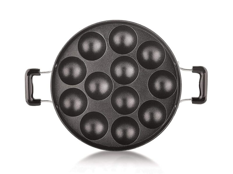 Tosaa Non-Stick 12 Cavity Appam Patra Side Handle with lid, Color May Vary - Image 4