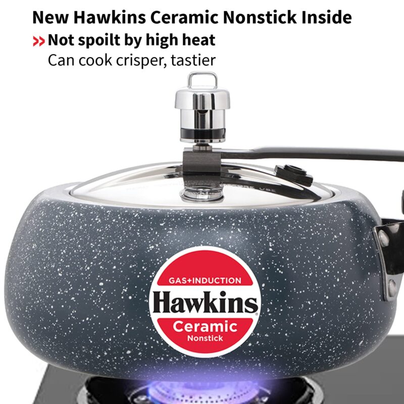 Hawkins 2 Litre Ceramic Nonstick Pressure Cooker, Induction Inner Lid Cooker, Granite Contura shaped Cooker, Best Cooker, Blue (ICC20) - Image 8