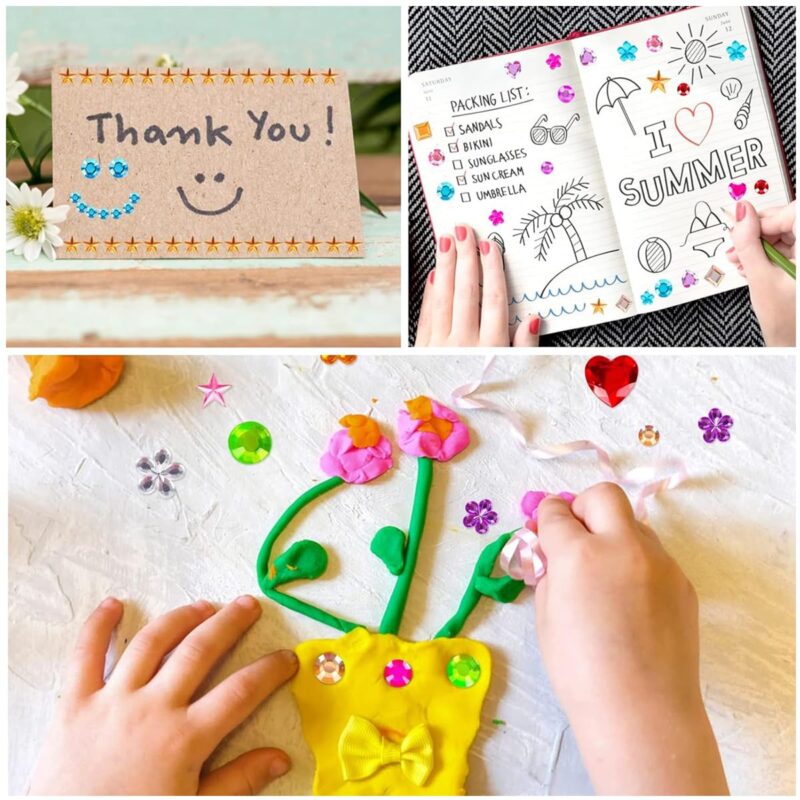 MAYCREATE® 1782pcs Rhinestones Pearl Stickers for Craft Makeup, Bling Sticky Gems Face Stickers, Acrylic Self-Adhesive Assorted Shape & Color Stone Sticker for Scrapbooking, DIY Phone Case - Image 5