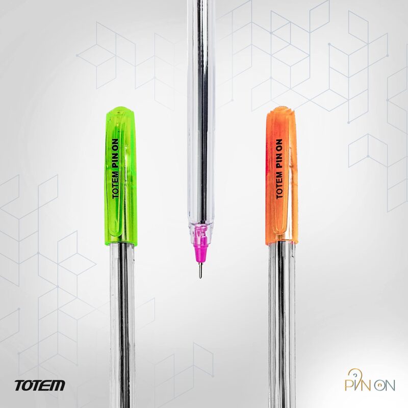 TOTEM Pin On Ball Pens | 60 Blue Ink Pens | 0.7 mm Tip | Comfortable Grip | Pens Combo Pack | Best Pens for Writing | Perfect for KIds - Image 4
