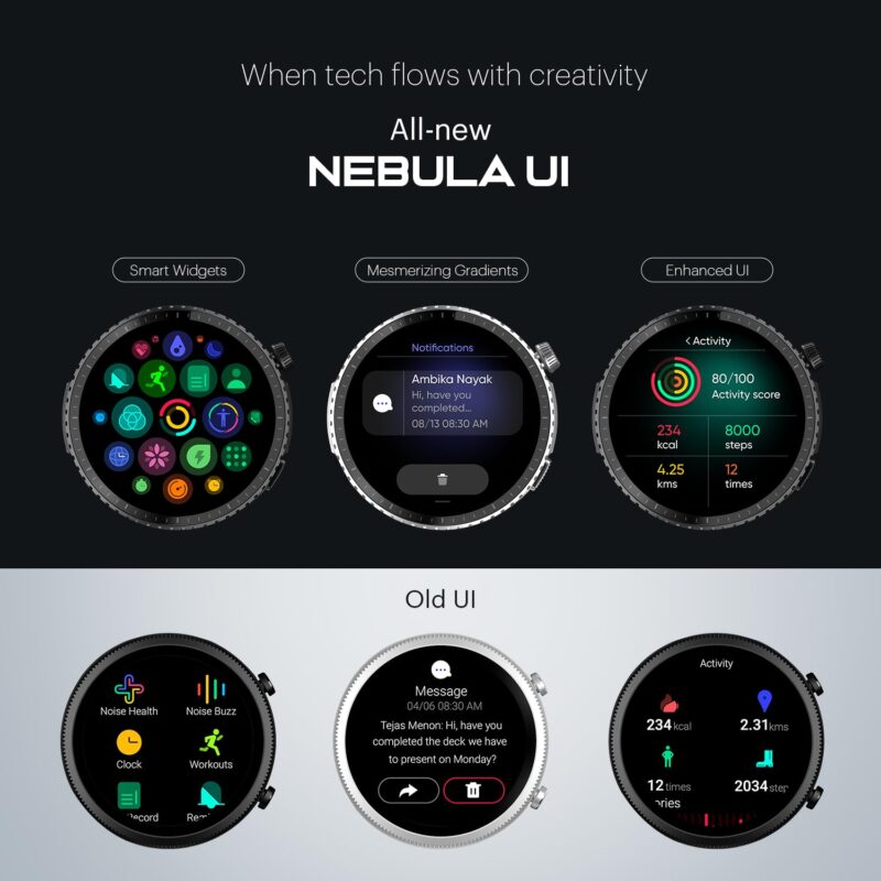 Noise Origin Smart Watch Smoothest UI Experience (New Nebula UI) & EN 1 Processor, 1.46" ApexVision AMOLED Display, Stainless Steel, Contour-Cut Design, Fitness Age, Fast Charging (Midnight Black) - Image 5
