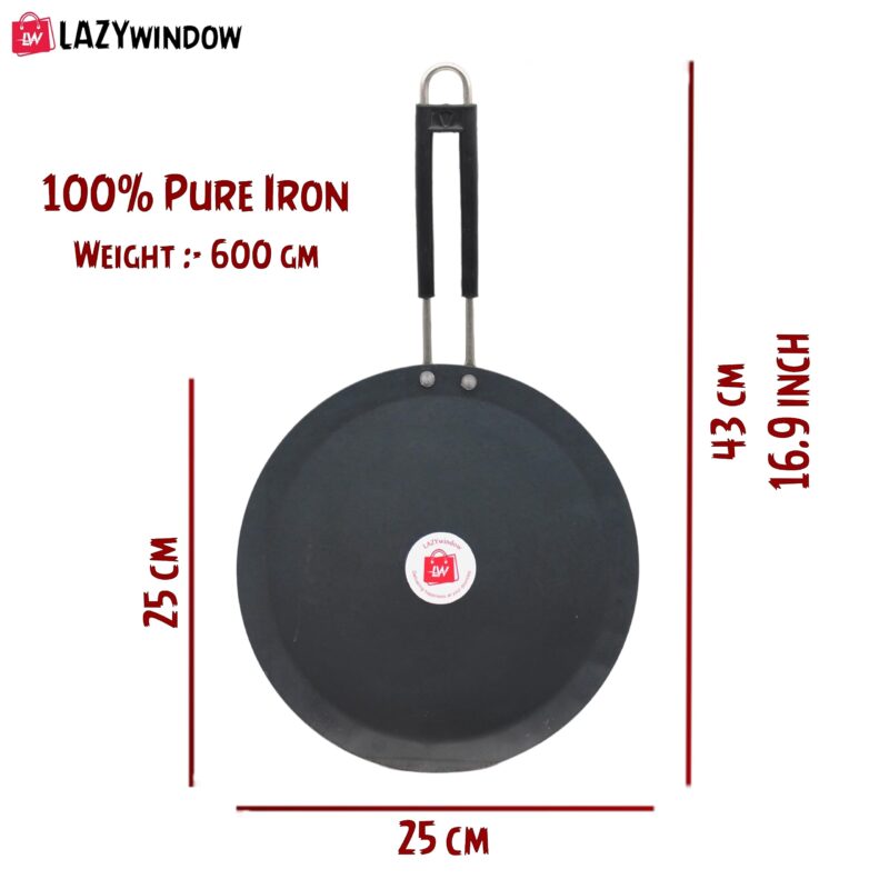 LAZYwindow Induction Base Flat Iron Tawa with Insulated Handle - Image 5