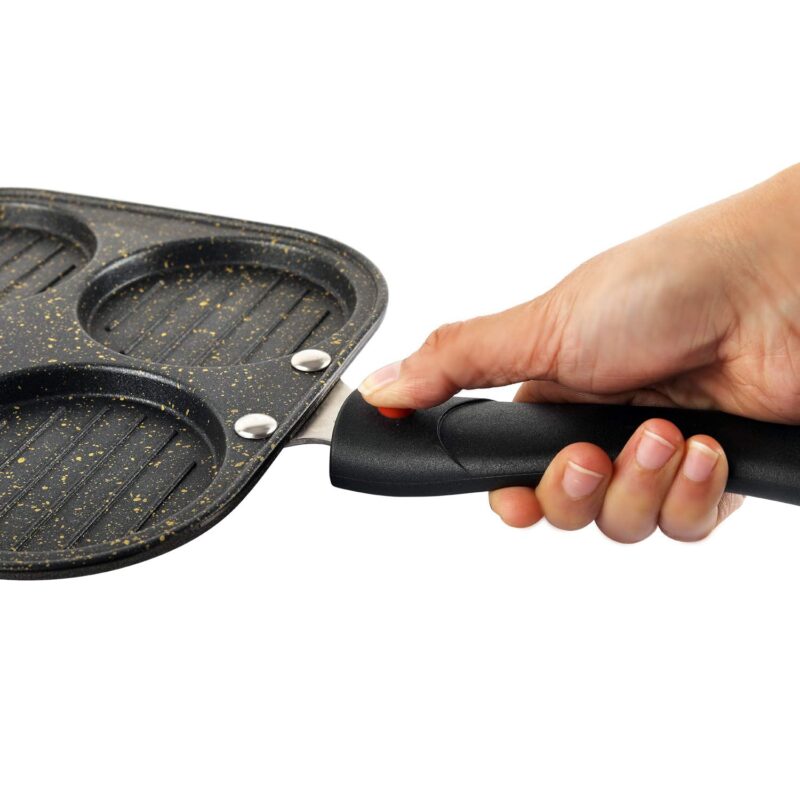 CELLO Non-Stick 4- Cavity Aluminium Appam/Uttapam Maker with Spatter (Golden) - Image 2