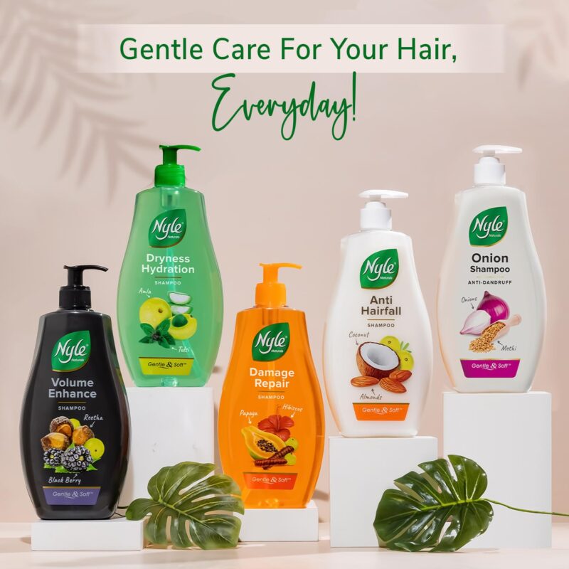 Nyle Naturals Volume Enhance Shampoo, With Blackberry, Reetha and Amla, Gentle & Soft Shampoo, PH Balance and Paraben Free, For Men and Women, 800ml - Image 3