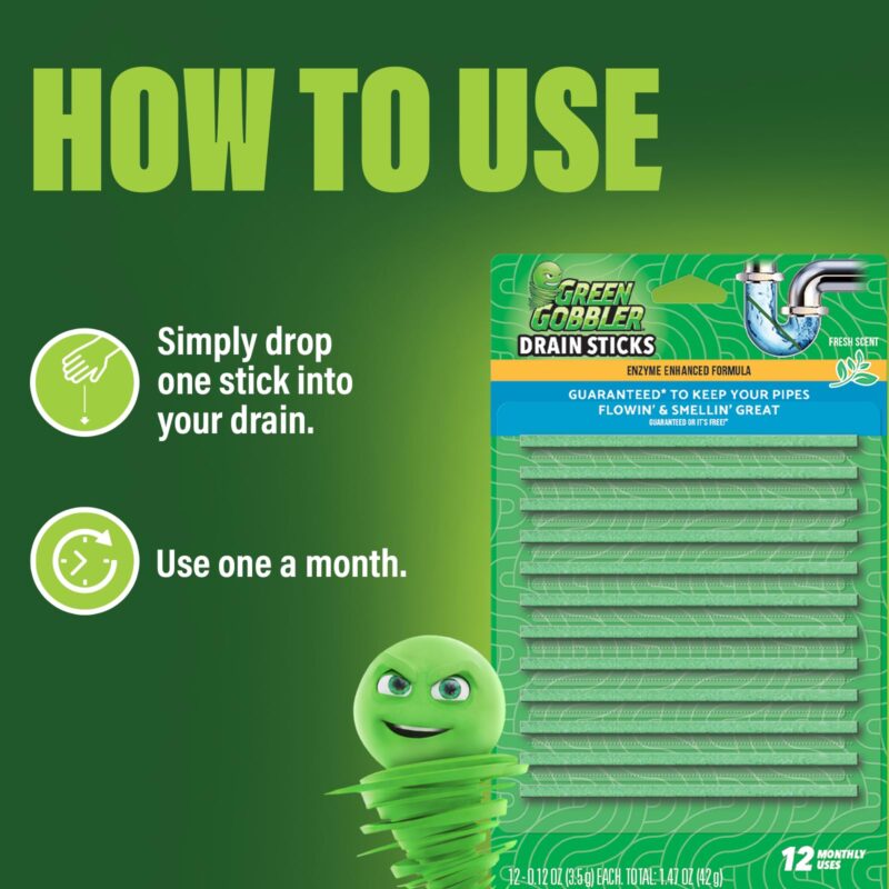 Green Gobbler BIO-Flow Drain Strips - 12 PAC (Drain Cleaner & Deodorizer) - Image 6