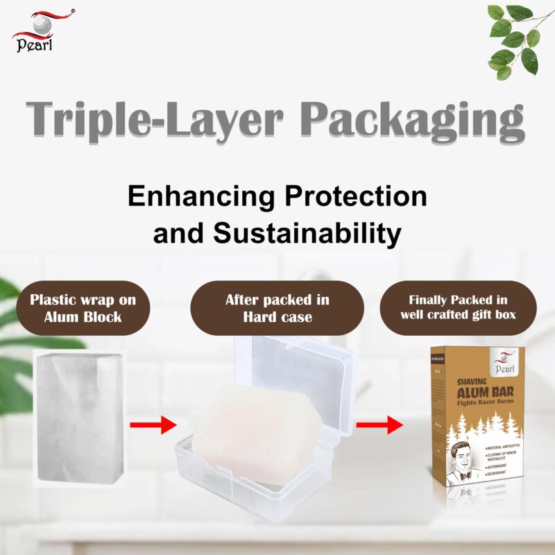 Pearl Shaving Alum Bar (Fitkari) with travel case - 100g 100% Pure Natural Phitkari Stone Bar for water purification, Skin Tightening, Underarm Deodrant| Gentle,Effective & Natural After Shave Lotion alternative| Chemical-Free Shaving Kit Aid, | Valentine - Image 9