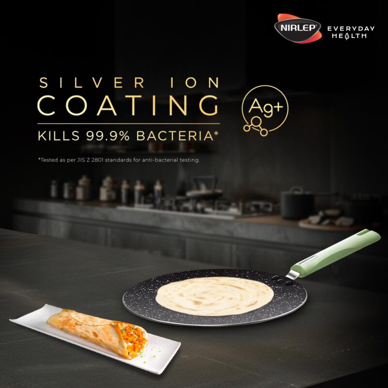 NIRLEP NutriHealth Dosa Tawa 32 cm I Patented Silver Ion Coating I Metal-Spoon Friendly I I Soft Touch Handle I Multi-Purpose Non-Stick Tawa for Dosa, Uttapam and Pancake I 18M Guarantee - Image 4