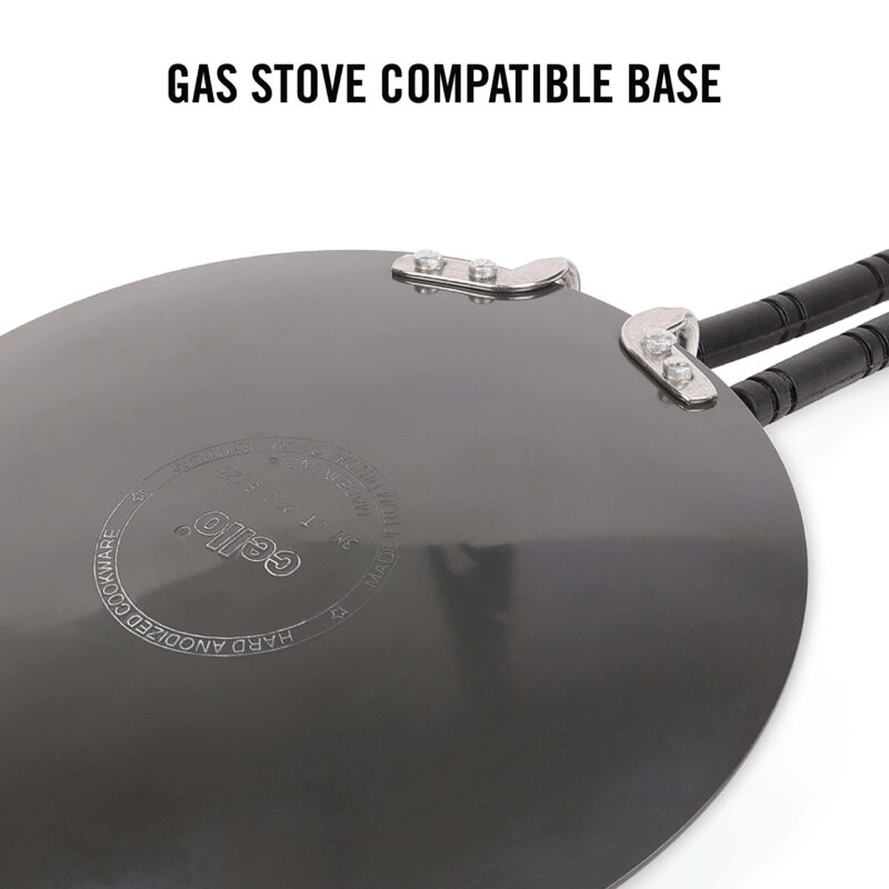 Cello Hard Anodized Aluminium Concave/Paratha/Roti Tawa (28cm), Black (3MM Thickness) - Image 4