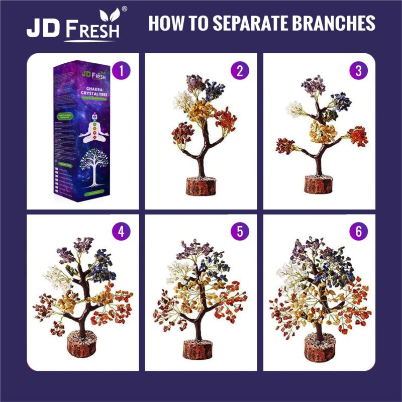 JD FRESH 300 Beads Crystal Tree/7 Chakra Crystal Tree/Showpiece Good Luck and Positive Energy/Showpiece for Living Room/Natural Healing Gemstones Money Tree/Lucky Tree for Good Luck (Multicolor) - Image 4