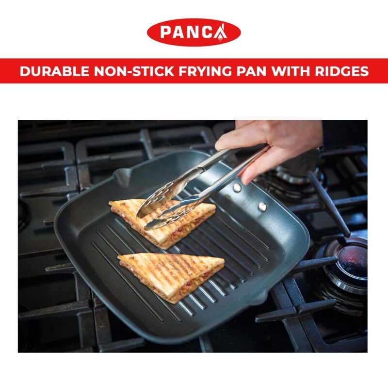 PANCA Non Stick Aluminium Grill Pan Multi Snack Pan Sandwich Maker Uttapam Pan Chilla Pan Toast Pan Grilled Sandwich Snackers Large Pan Kadai Multipurpose- Grey - Image 6