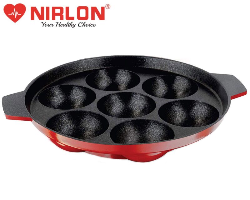 NIRLON Aluminium Non-Stick Kitchen Cooking Utensil Item Set of 2 Pieces Including Casting Uttapam-4 Cavity & Appam-7 Cavity - Image 4